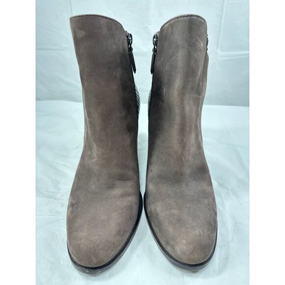 ECCO size 9 Mocha Leather SOLBJERG Dual Zip High Heels Ankle Boots - Picture 10 of 12